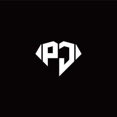 Fototapeta premium P J initial letter with diamond shape origami style logo template vector