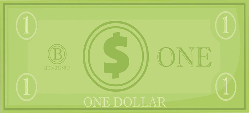 Vector illustration of one dollar emoticon