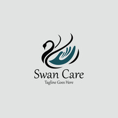 Swan care logo design template. Vector illustration