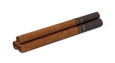 Bunch of cigarettes isolated on white background