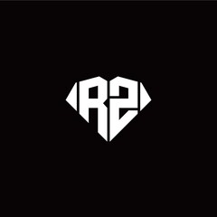 R Z initial letter with diamond shape origami style logo template vector