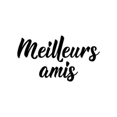 Best friends - in French language. Lettering. Ink illustration. Modern brush calligraphy.