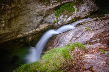 Mostnica waterfall in Voje valley in Slovenia