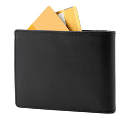 Black leather men purse isolated on a white background