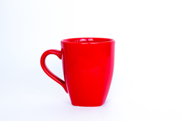 Red mug. Red cup isolated on white background.