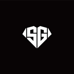 S G initial letter with diamond shape origami style logo template vector