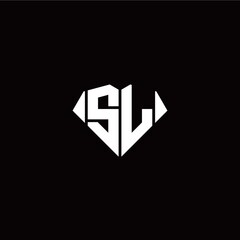 S L initial letter with diamond shape origami style logo template vector