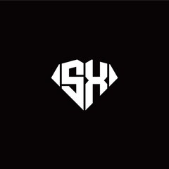 S X initial letter with diamond shape origami style logo template vector