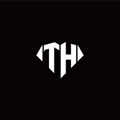 T H initial letter with diamond shape origami style logo template vector
