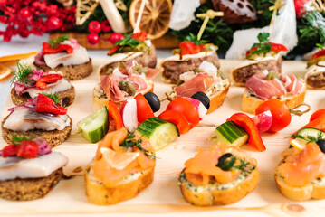 Christmas appetizers on the table
