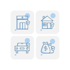 Creative blue insurance icons design vector