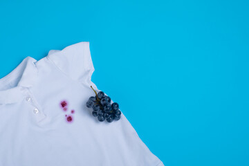 Obraz na płótnie Canvas Dirt on a white T-shirt stain from fresh grapes