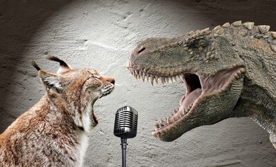 Dinosaurier und Luchs beim Singen