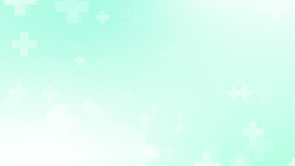 Medical green blue cross pattern healthcare background.