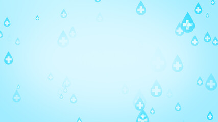 Medical health cross white on blue sanitizer drop pattern background. Abstract healthcare clean and Hygiene concept.