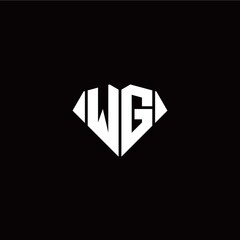 W G initial letter with diamond shape origami style logo template vector