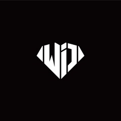 W I initial letter with diamond shape origami style logo template vector