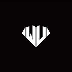 W U initial letter with diamond shape origami style logo template vector