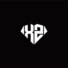 X Z initial letter with diamond shape origami style logo template vector