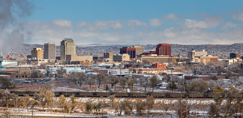 Colorado Springs Downtown in Winter with fresh snow