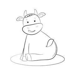 Cartoon bull coloring page. Illustration for children.