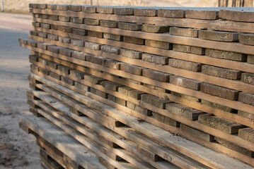 wooden pallets pallets, Texture of wood background closeup.