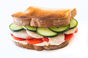 Sandwich chicken with tomato and cucumber