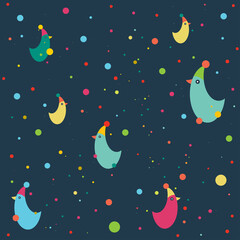 Birds vector pattern. Children stylish theme.