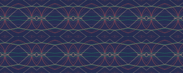 Ethnic Ikat Pattern. Tribal Mexican Texture. Seamless Ikat Motifs Concept. Colorful Tribal Texture. Black Bohemian Ornament. Bright Fashion Geometric Ornament. Fashion Bohemian Repeat.