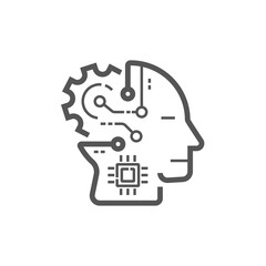 Artificial Intelligence. The image of human head with integration