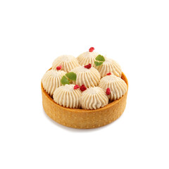 Mini tart with cream isolated on a white