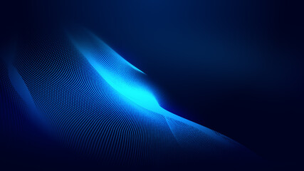 Dot blue wave light screen gradient texture background. Abstract ai technology big data digital background. 3d rendering.