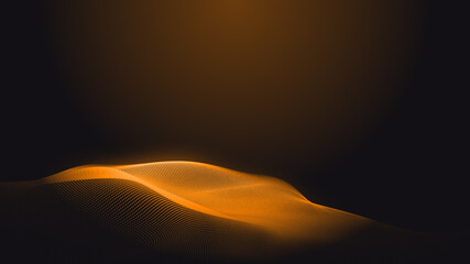 Dot orange wave light screen gradient texture background. Abstract  technology big data digital background. 3d rendering.