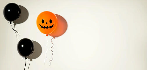 Halloween balloon ghost with happy face - flat lay