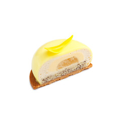 Half of glazed lemon mini tart with cream