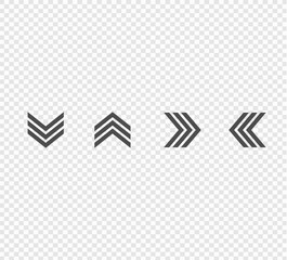 vector set of directional arrows. Up, down, left and right arrows