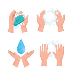 Global handswashing day set icons design, Hygiene wash health and clean theme Vector illustration