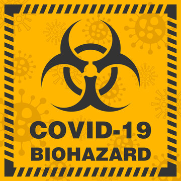 Signage covid yellow biohazard warning concept vector