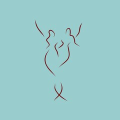 friendship women happy icon line illustration logo design drawing