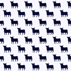 Bulls Seamless Pattern Silhouettes Background
