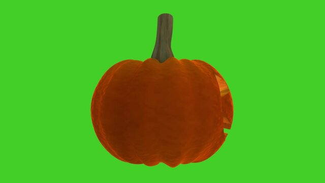 Halloween Funny Pumpkin spinning on a green background