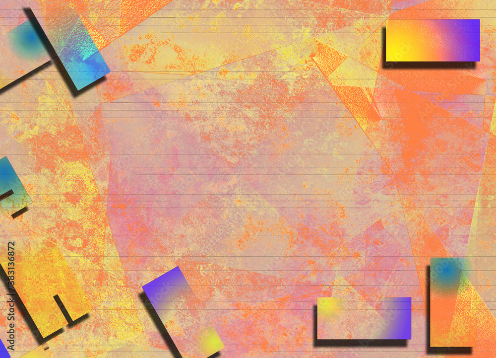 Poster abstract background in pink yellow soft colors. 3d rendering