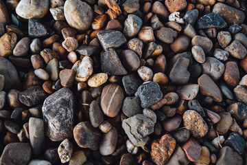 Road with colorful little stones, nature and Czech Republic