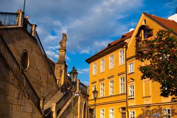 Staircase to Charles Bridge near sv. Luitgard sculpture