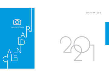 Obraz na płótnie Canvas New Year 2021 Desk Calendar Planner cover modern line design template blue background