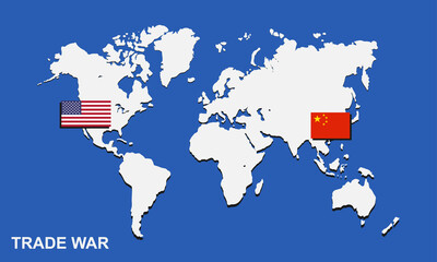 China–United States trade war vector illustration.