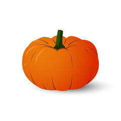 Orange pumpkin vector icon isolated on white background.