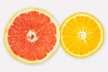 Fototapeta na wymiar two grapefruit and orange rings