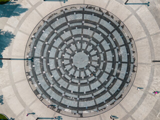 Aerial view of the dry fountain on freedom square in kharkov during the day