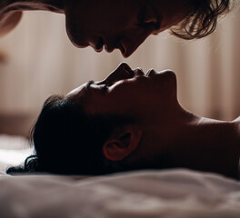 Beautiful young sensual couple. Romantic lovers. Sensual. Love couple. 